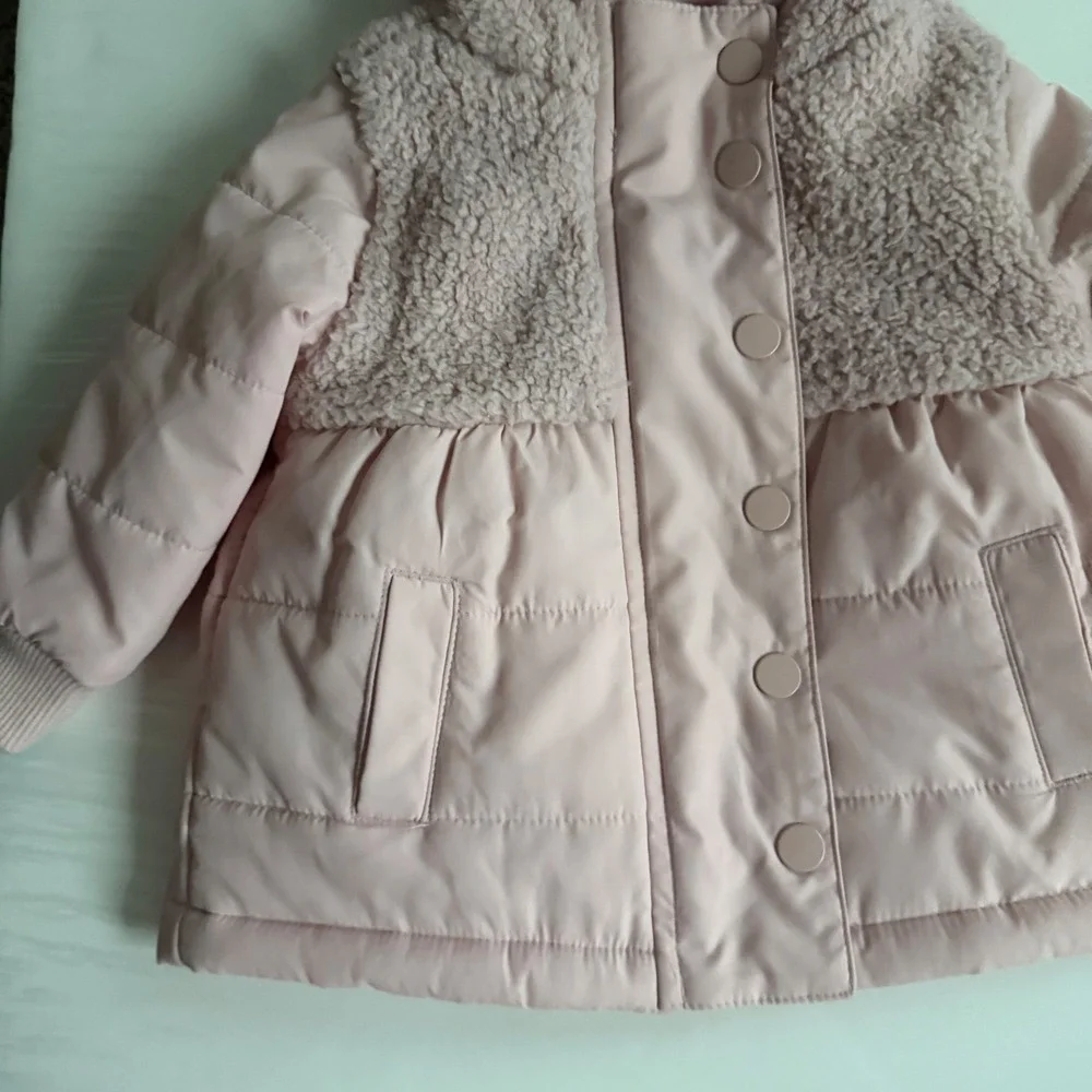 Janie‎ and Jack The Quilted Sherpa Coat in Peach Candy Size 6-12 Months NWT